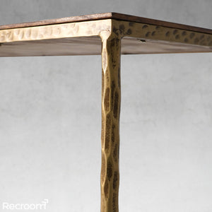 Thaddeo Metal Frame Elm Wood Console Table - Zonesus