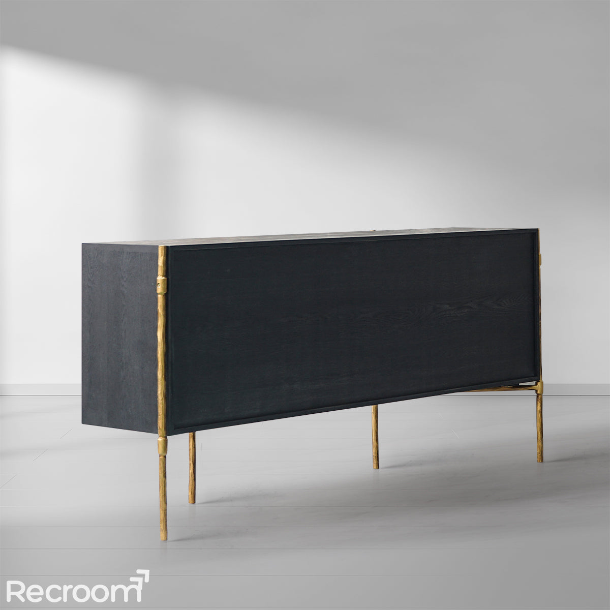 Thaddeo Metal Frame Rattan Long Side Cabinet - Zonesus
