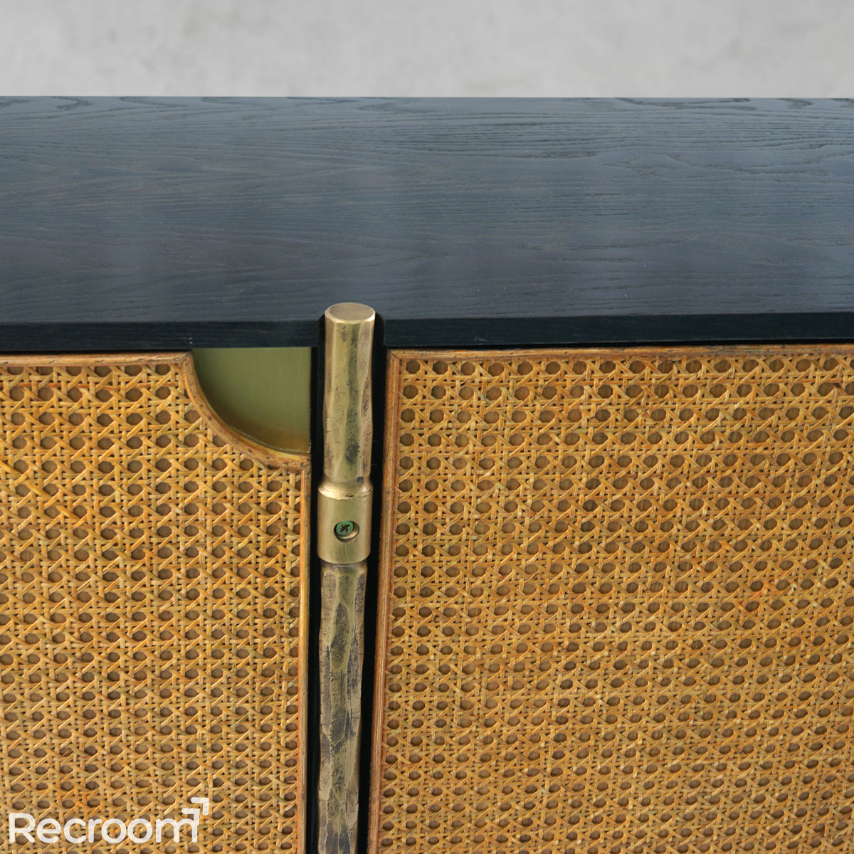 Thaddeo Metal Frame Rattan Long Side Cabinet - Zonesus