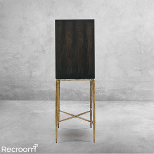 Thaddeo Metal Frame Rattan Cabinet - Zonesus
