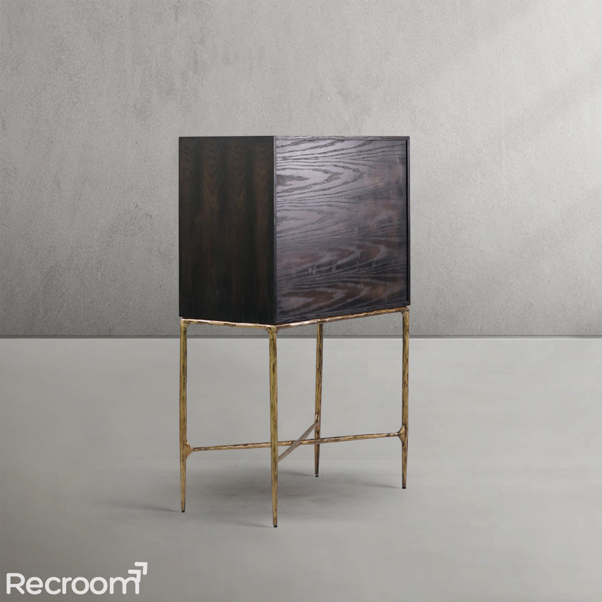 Thaddeo Metal Frame Rattan Cabinet - Zonesus
