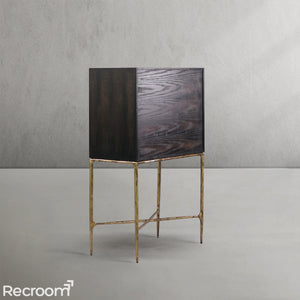 Thaddeo Metal Frame Rattan Cabinet - Zonesus