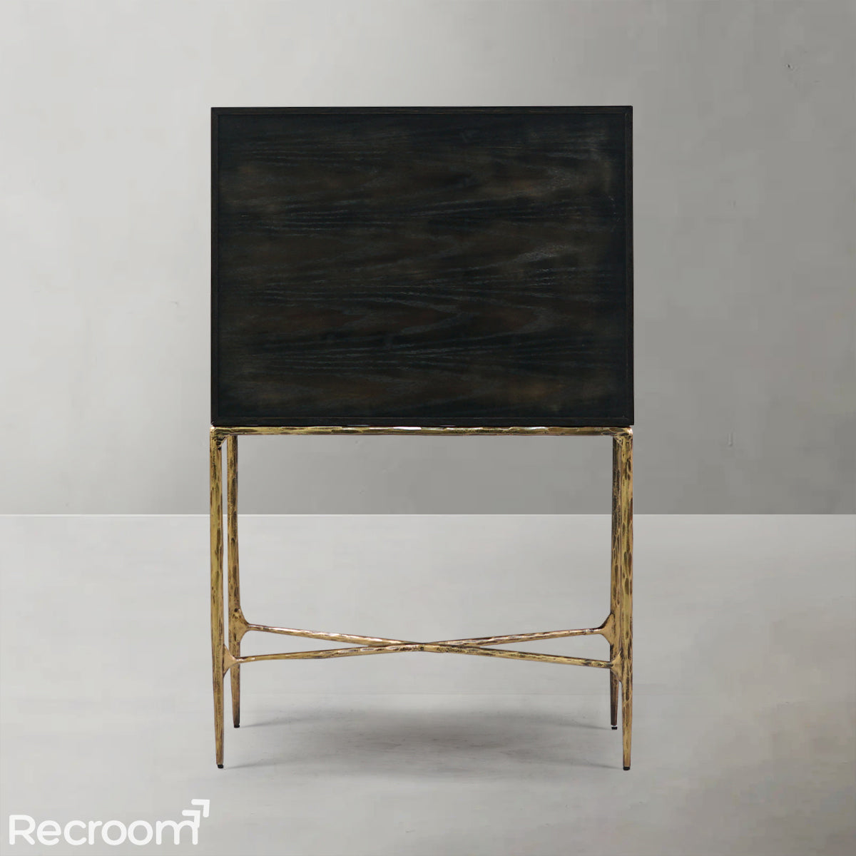 Thaddeo Metal Frame Rattan Cabinet - Zonesus