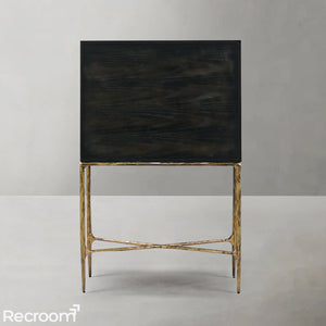 Thaddeo Metal Frame Rattan Cabinet - Zonesus