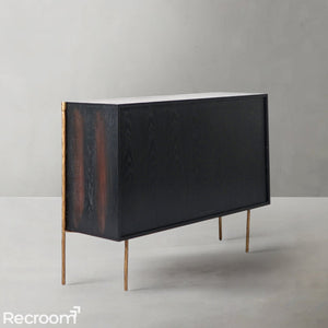 Thaddeo Metal Frame Rattan 6-Drawer Side Cabinet - Zonesus