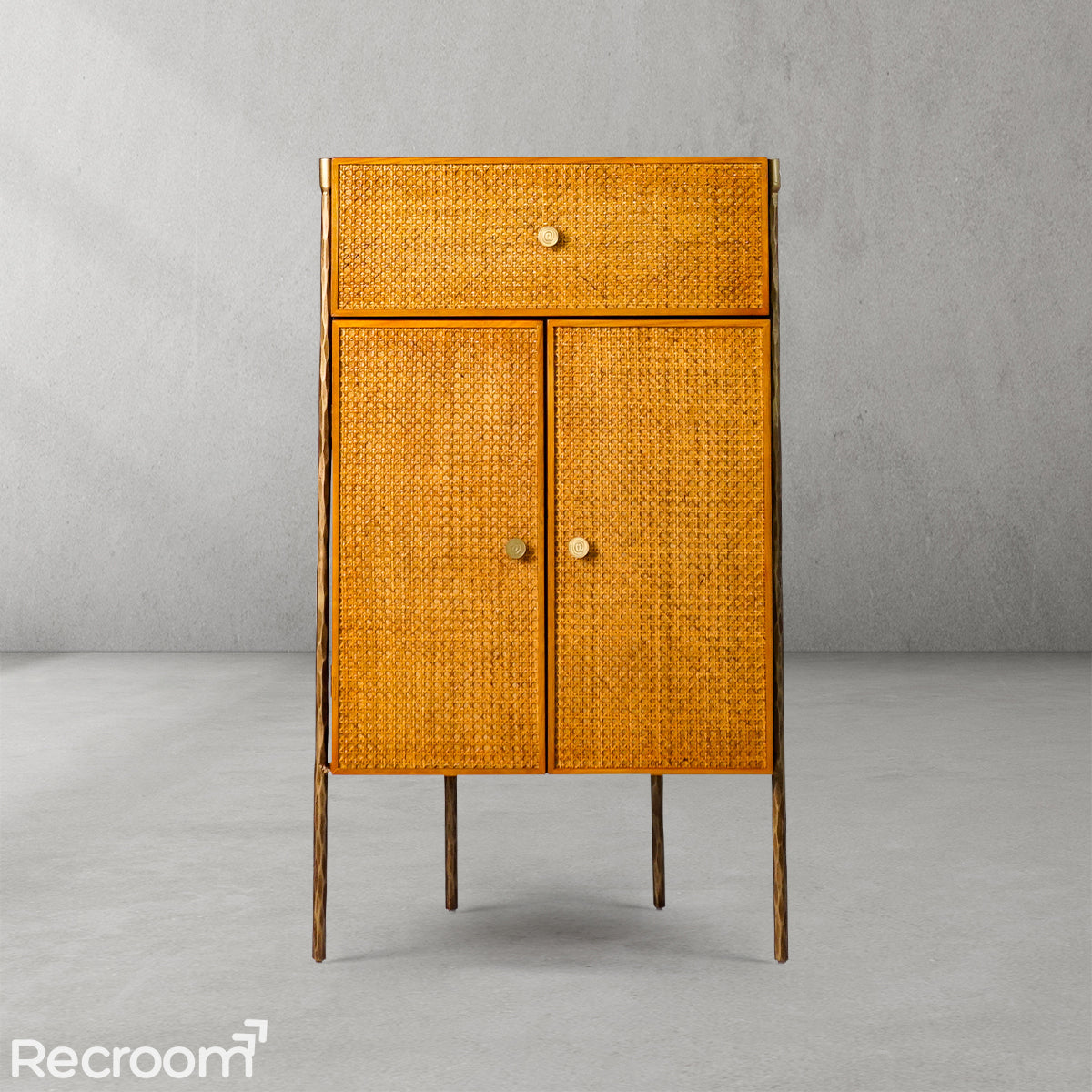 Thaddeo Frame Rattan Cabinet - Zonesus