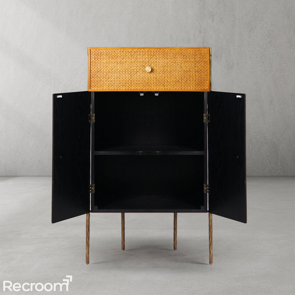 Thaddeo Frame Rattan Cabinet - Zonesus