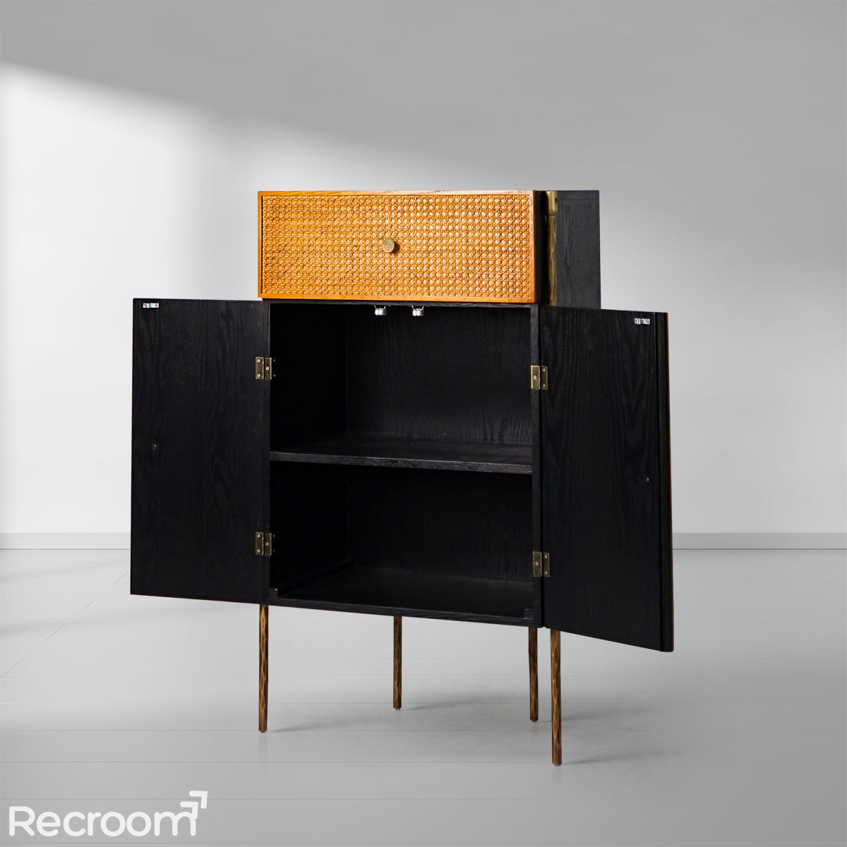 Thaddeo Frame Rattan Cabinet - Zonesus