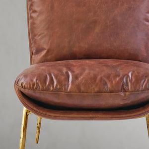 Thaddeo Vintage Leather Armrest Lounge Chair - Zonesus