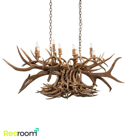 50" Long Antlers 10 Light Oblong Chandelier - Zonesus