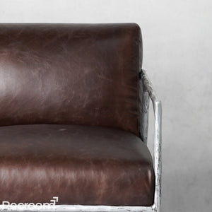 Thaddeo Retro Silver Iron Frame Track Armchair - Zonesus
