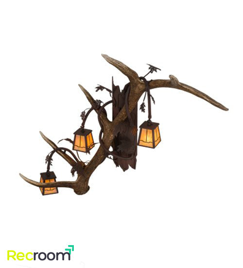 46" Wide Antlers Elk 3 Light Wall Sconces - Zonesus