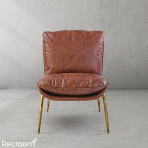 Thaddeo Vintage Leather Armrest Lounge Chair - Zonesus