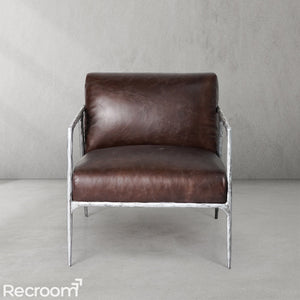 Thaddeo Retro Silver Iron Frame Track Armchair - Zonesus