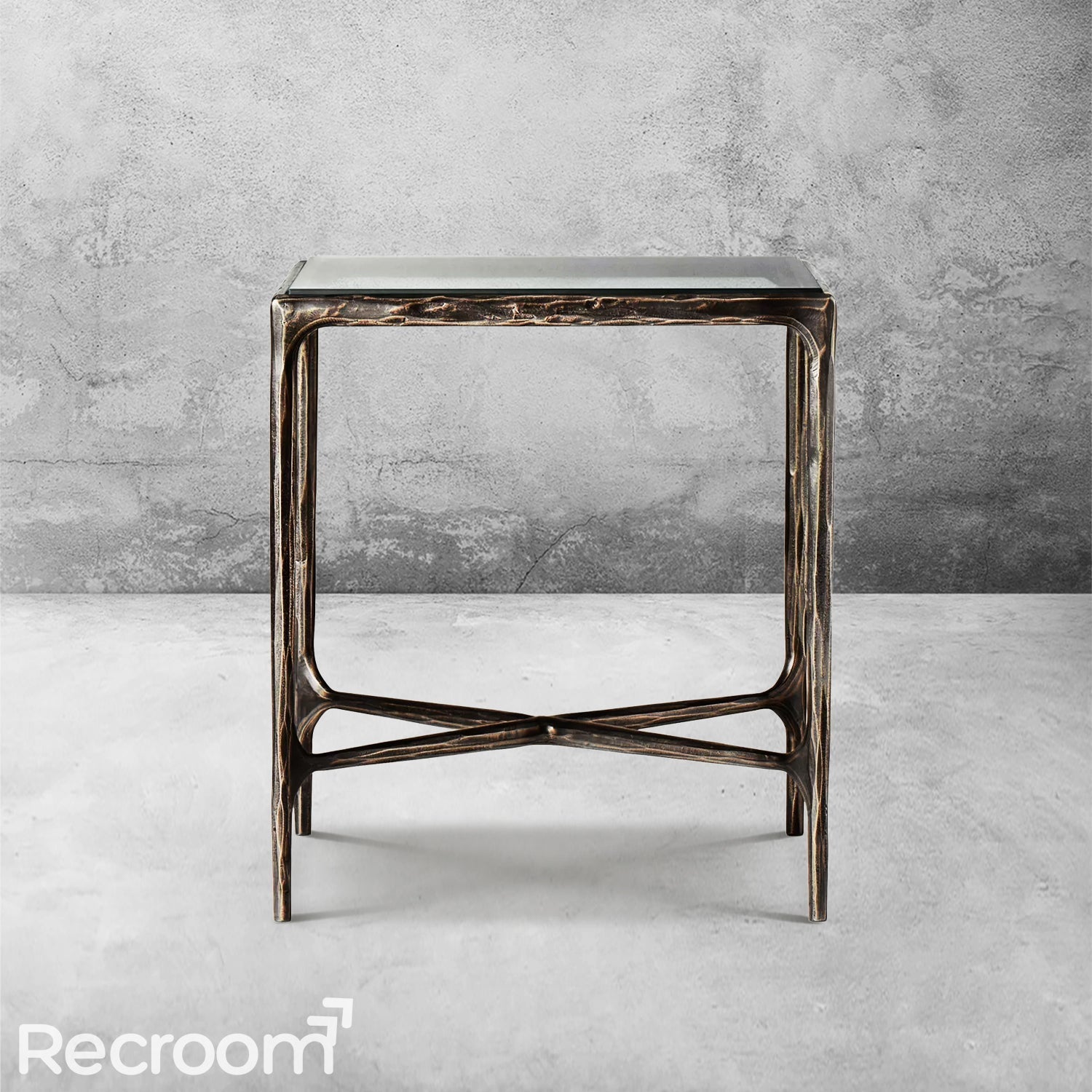 Thaddeo Glass Square Side Table 18'' / 22" - Zonesus