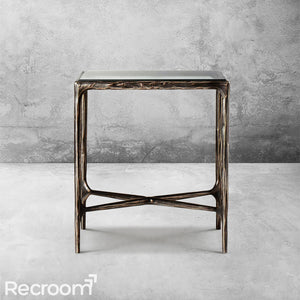 Thaddeo Glass Square Side Table 18'' / 22" - Zonesus