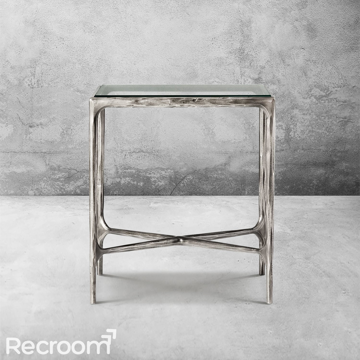Thaddeo Glass Square Side Table 18'' / 22" - Zonesus