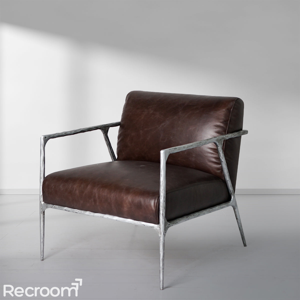 Thaddeo Retro Silver Iron Frame Track Armchair - Zonesus