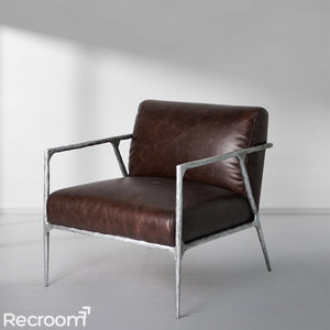 Thaddeo Retro Silver Iron Frame Track Armchair - Zonesus