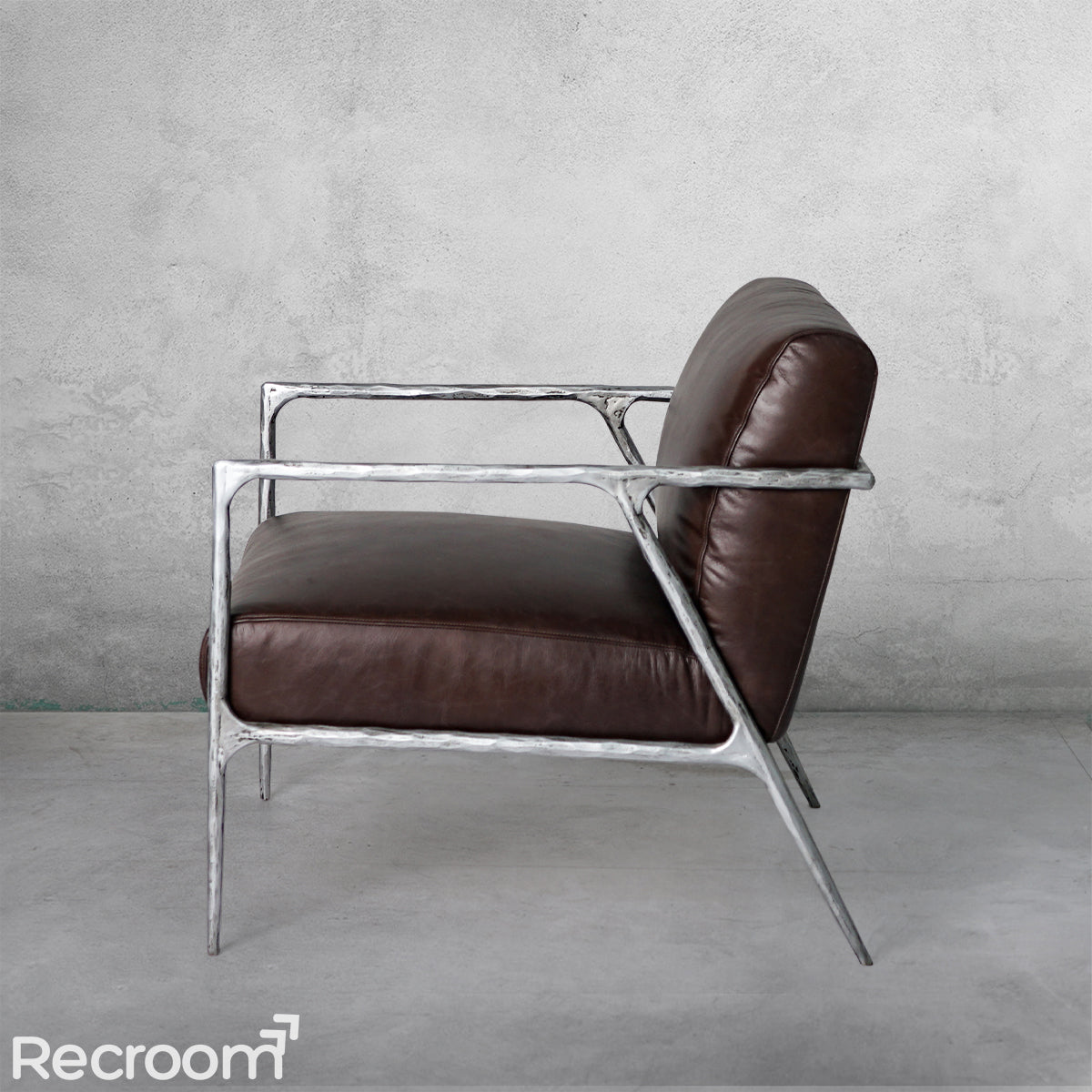 Thaddeo Retro Silver Iron Frame Track Armchair - Zonesus