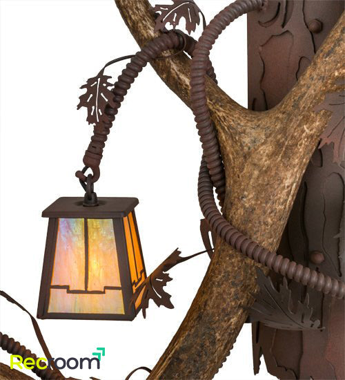 46" Wide Antlers Elk 3 Light Wall Sconces - Zonesus
