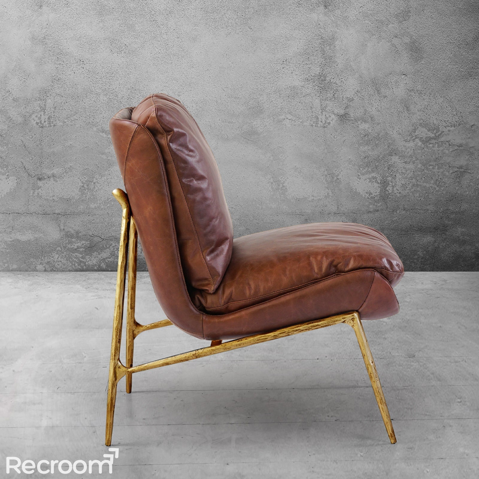 Thaddeo Vintage Leather Armrest Lounge Chair - Zonesus