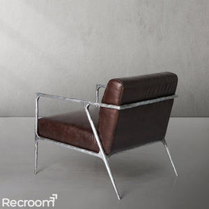Thaddeo Retro Silver Iron Frame Track Armchair - Zonesus