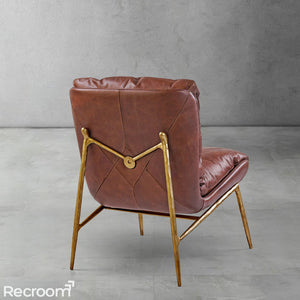 Thaddeo Vintage Leather Armrest Lounge Chair - Zonesus