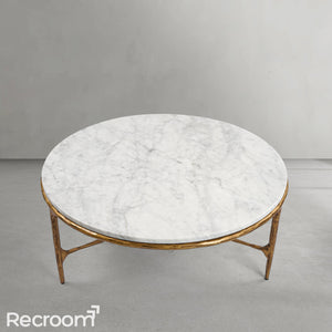Thaddeo Marble Round Coffee Table 3 Legs - Zonesus