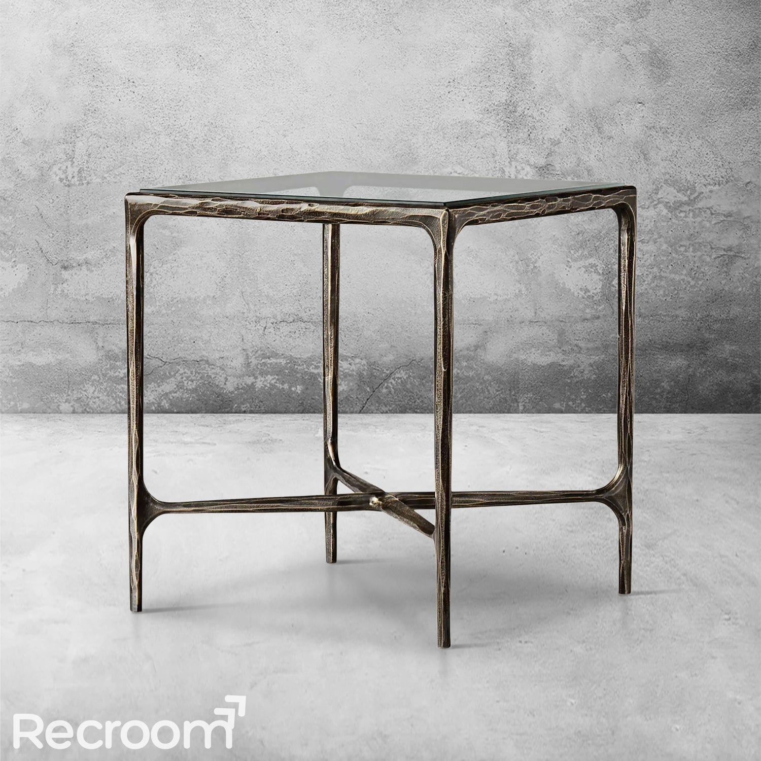 Thaddeo Glass Square Side Table 18'' / 22" - Zonesus
