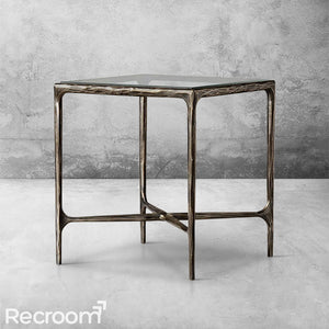 Thaddeo Glass Square Side Table 18'' / 22" - Zonesus