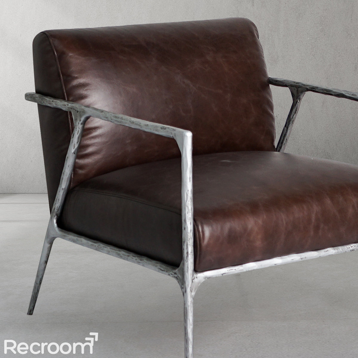 Thaddeo Retro Silver Iron Frame Track Armchair - Zonesus