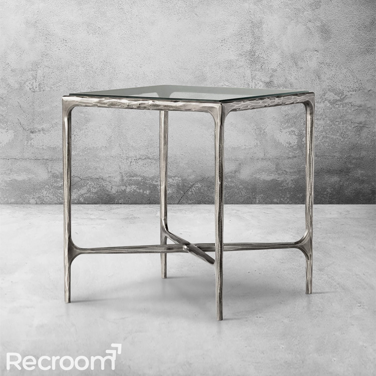 Thaddeo Glass Square Side Table 18'' / 22" - Zonesus