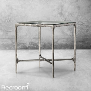 Thaddeo Glass Square Side Table 18'' / 22" - Zonesus