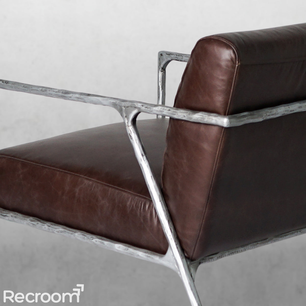 Thaddeo Retro Silver Iron Frame Track Armchair - Zonesus