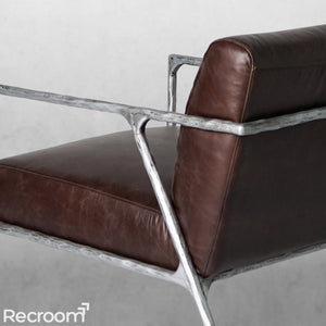 Thaddeo Retro Silver Iron Frame Track Armchair - Zonesus