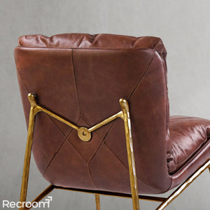 Thaddeo Vintage Leather Armrest Lounge Chair - Zonesus