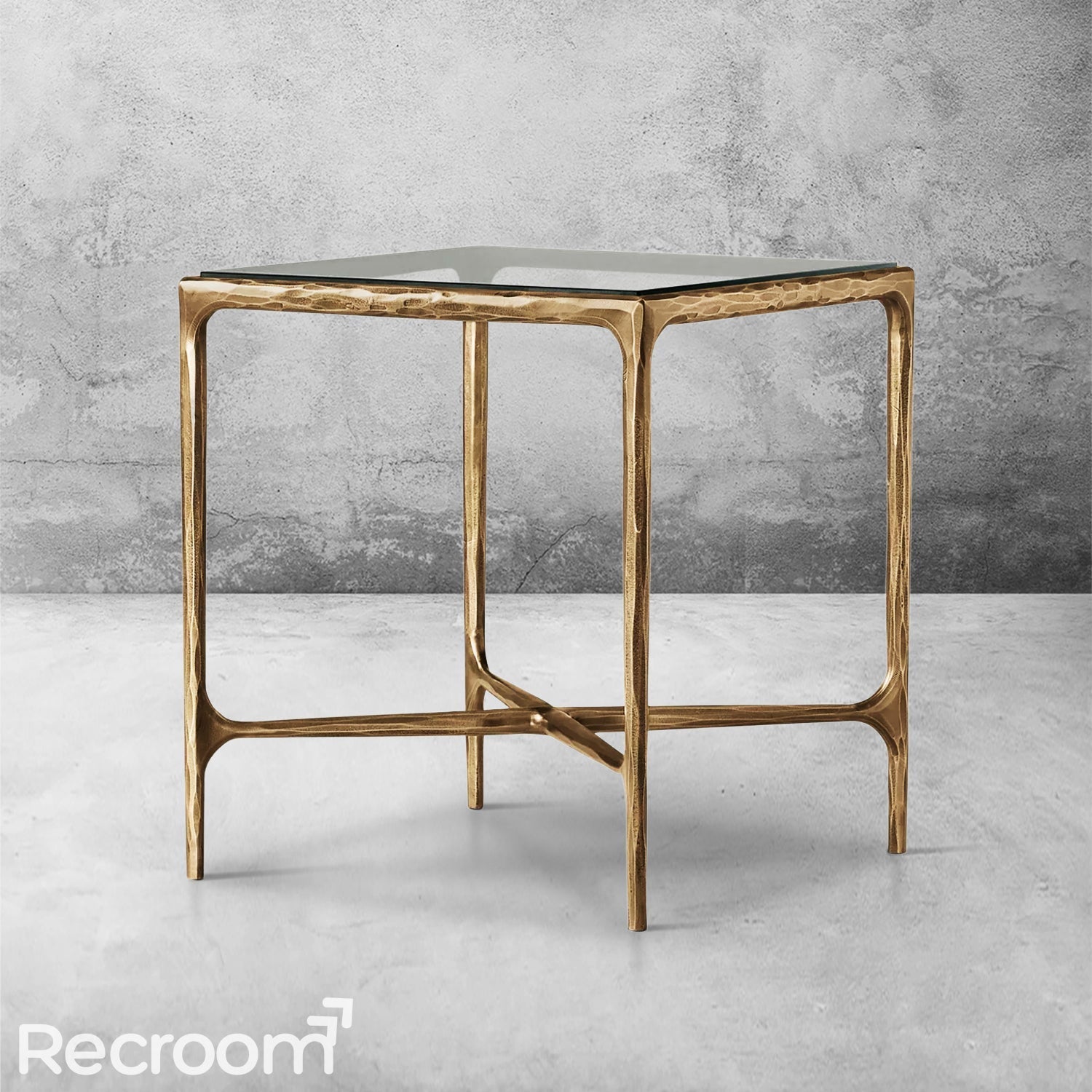 Thaddeo Glass Square Side Table 18'' / 22" - Zonesus