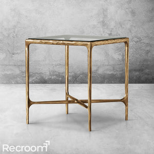 Thaddeo Glass Square Side Table 18'' / 22" - Zonesus