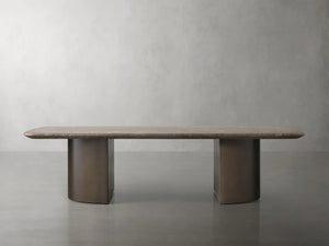 San Germani 72" Stone Coffee Table with Dauphine Base in Espresso - Zonesus
