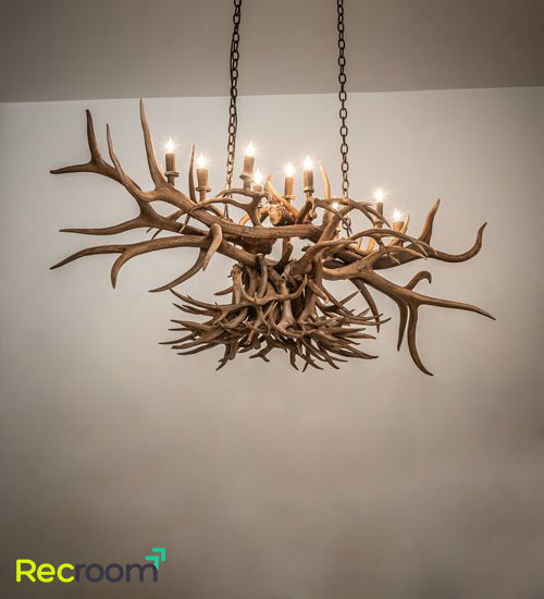 50" Long Antlers 10 Light Oblong Chandelier - Zonesus