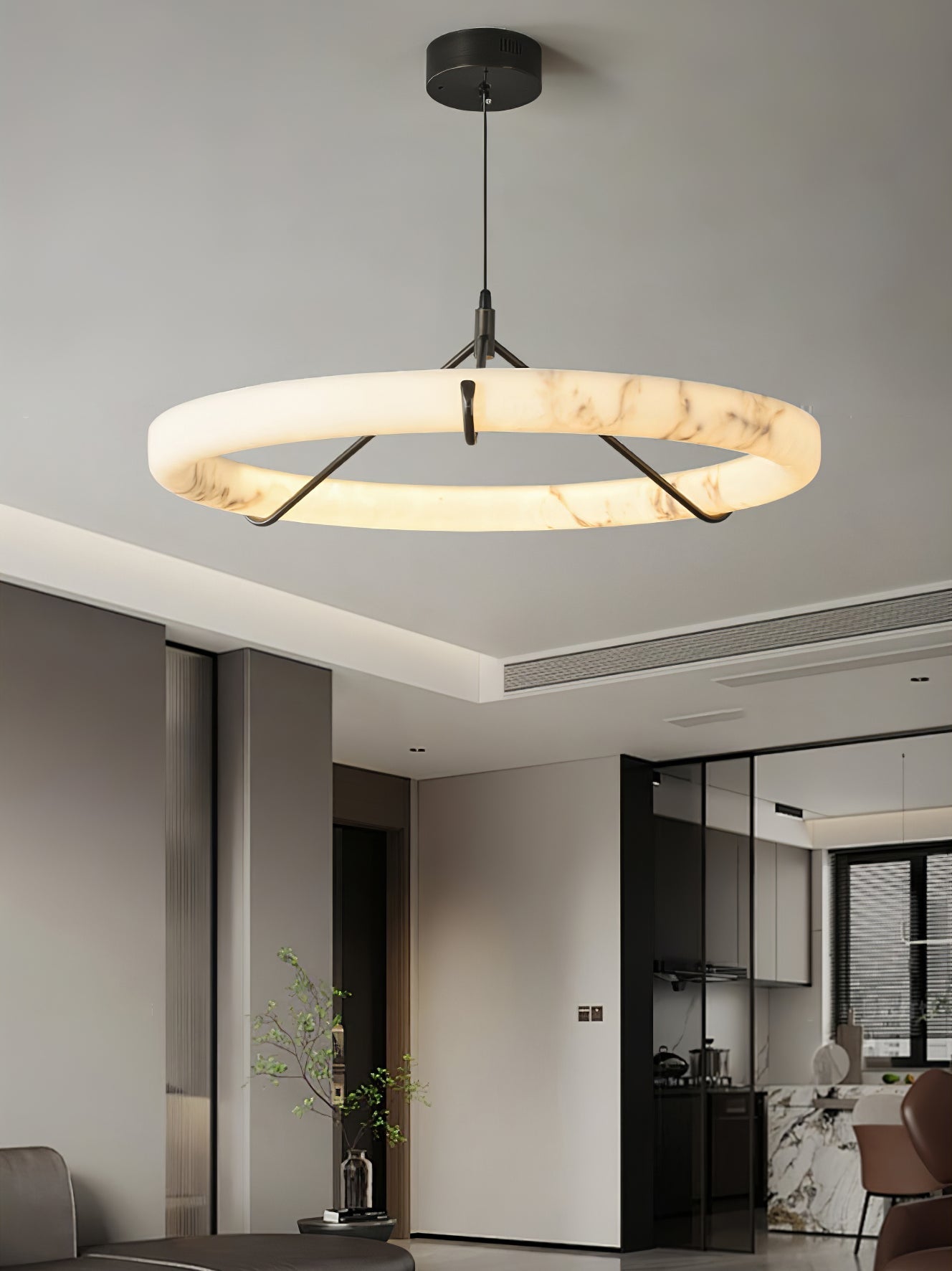 Alabaster Ring Pendant Lamp - Zonesus