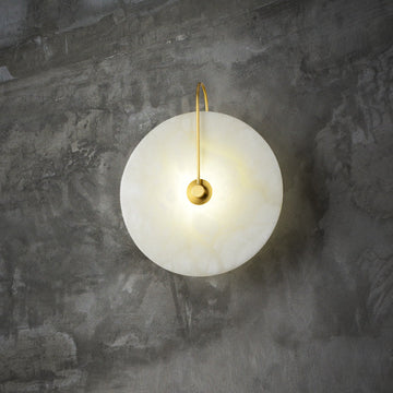 Charlene Marble Round Bedroom Wall Sconce - Zonesus