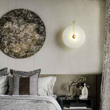 Charlene Marble Round Bedroom Wall Sconce - Zonesus