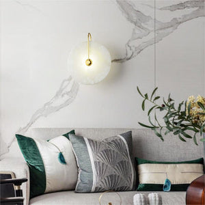 Charlene Marble Round Bedroom Wall Sconce - Zonesus