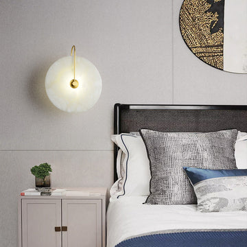 Charlene Marble Round Bedroom Wall Sconce - Zonesus