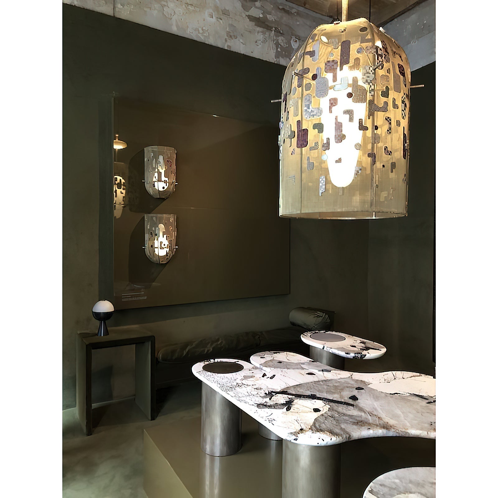 Alabaster Embroidered Pendant Lamp - Zonesus