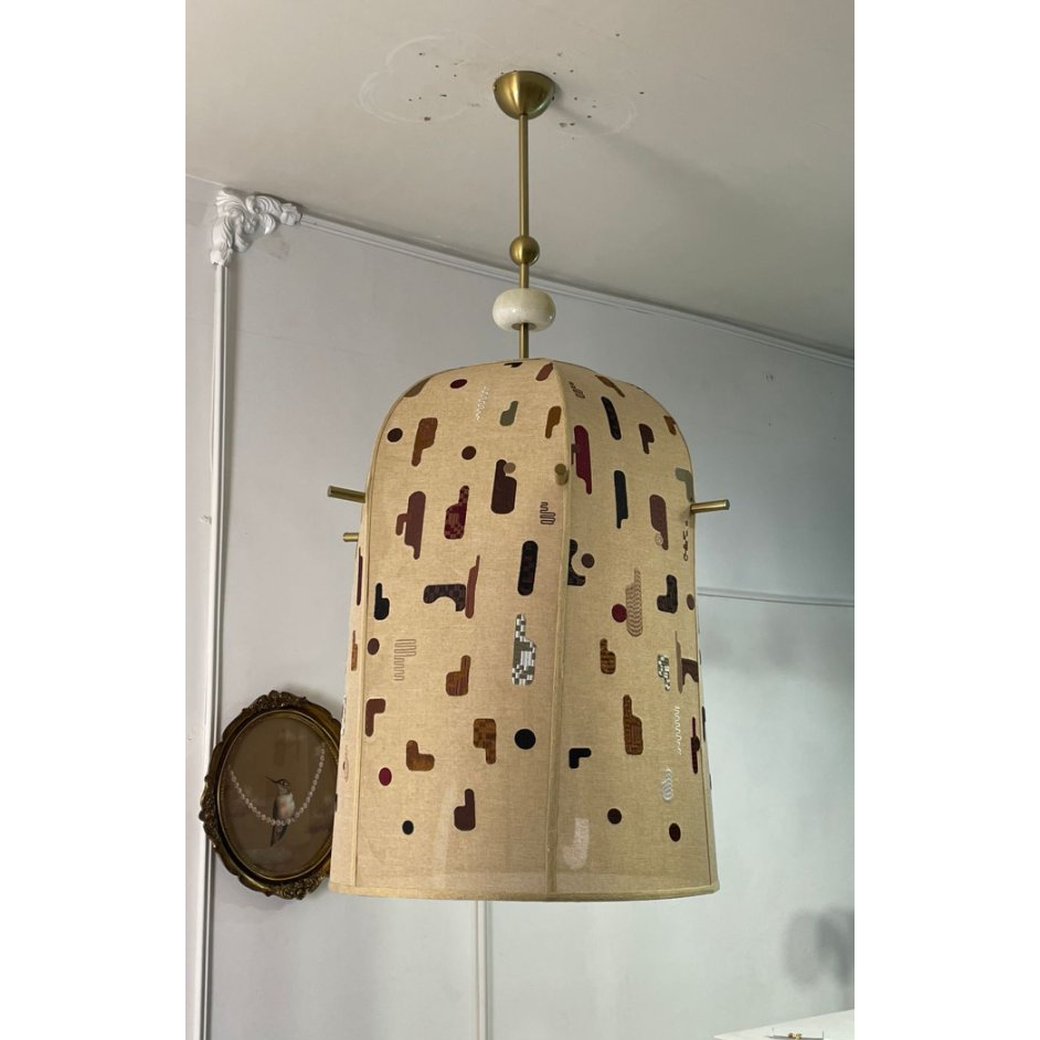 Alabaster Embroidered Pendant Lamp - Zonesus