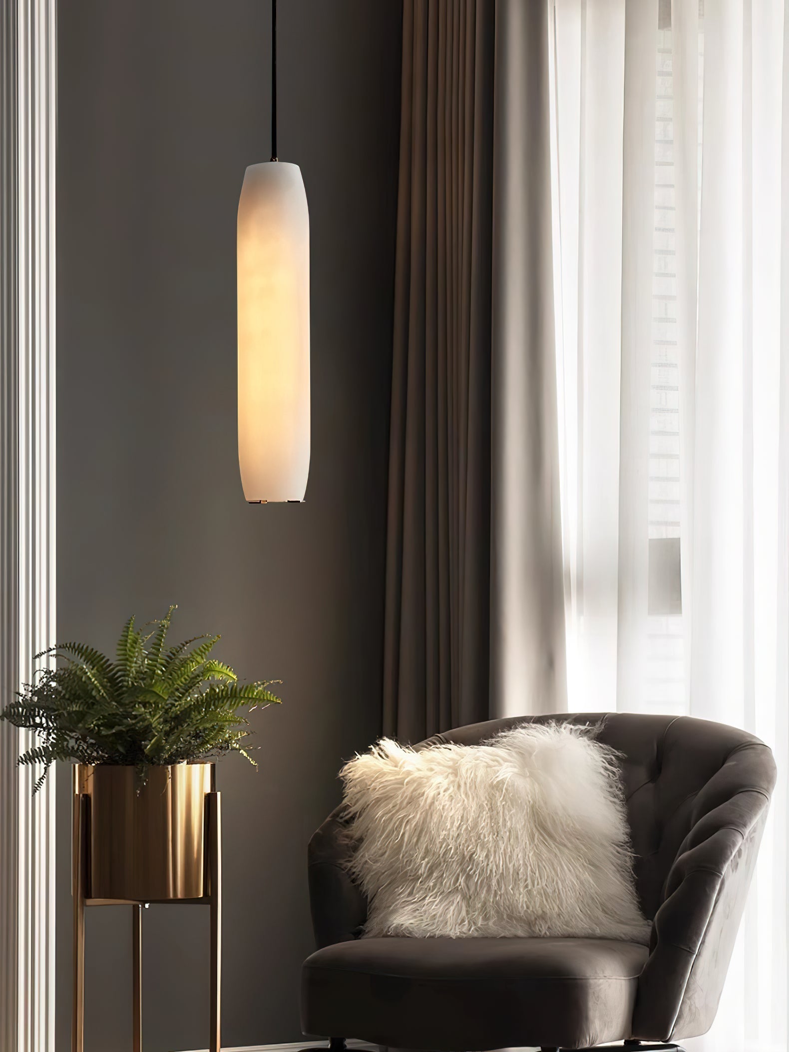 Alabaster Flute Pendant Light - Zonesus