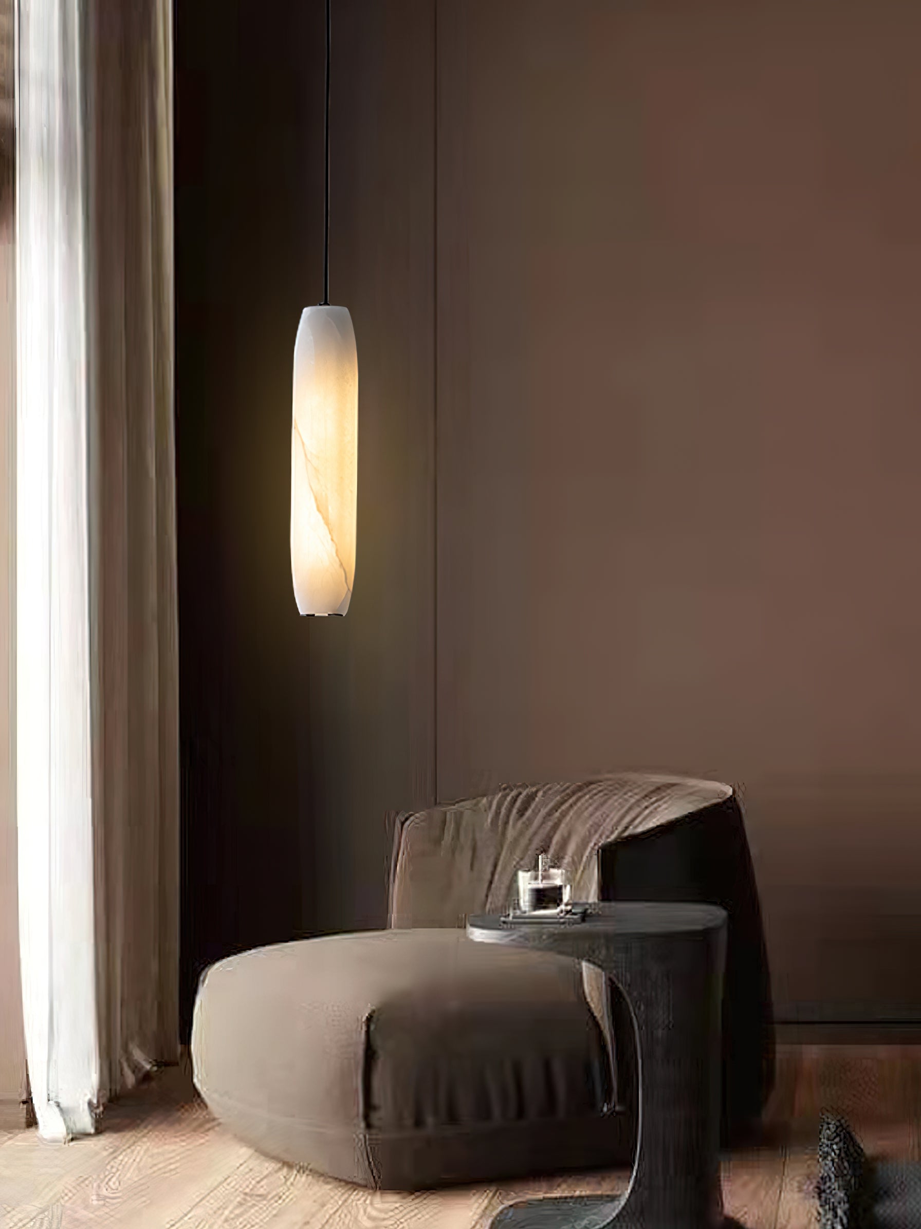 Alabaster Flute Pendant Light - Zonesus